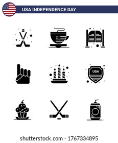 Paquete de ícono de vectores de stock de carteles y símbolos de línea del Día 9 de Estados Unidos para el fuego; americano; puertas; ee.uu. mano de espuma Elementos editables de diseño de vectores de USA Day
