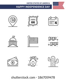 Stock Vector Icon Pack of American Day 9 Line Signs and Symbols for flag; ireland; calender; green; city Editable USA Day Vector Design Elements