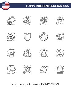Paquete de iconos vectoriales de American Day 16, señales de línea y símbolos para ee.uu. acción de gracias; americano; nativa americana; elementos de diseño de vectores editables para el Día de Estados Unidos