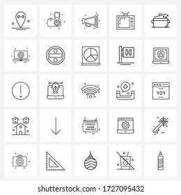 Stock Vector Icon Set of 25 Line Symbols for TV; technology; photography; connection; volume Vector Illustration