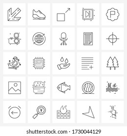 Juego de iconos vectores de material de 25 símbolos de línea para placa; interfaz; retractación; ui; siguiente ilustración vectorial