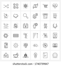 Juego de iconos vectores de 36 líneas para empresas; carreta; nuclear; amor; Ilustración del vector cufflinks