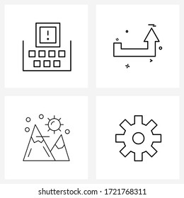 Stock Vector Icon Set of 4 Line Symbols for build; language; arrows; camping Vector Illustration