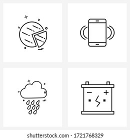 Stock Vector Icon Set of 4 Line Symbols for chart; rain; graph; ringing; day Vector Illustration