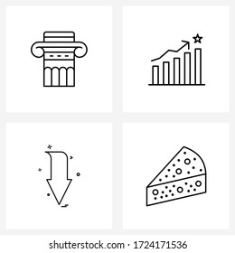 Stock-Vektorsymbol-Set mit 4 Zeilensymbolen für Pfeil; Kautschuk; Wachstum; Pfeile-Vektorgrafik