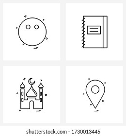 Juego de iconos vectores de material de 4 símbolos de línea para emoticonos; oficina; silencioso; datos; Ilustración de vectores religiosos