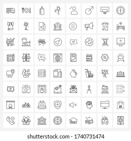 Juego de iconos vectoriales de 64 líneas para hombres; hombre; botella; raqueta; Ilustración de vectores de juegos