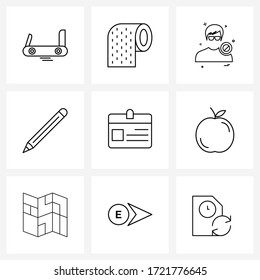Stock Vector Icon Set of 9 Line Symbols for pen; edit; tissue; change; avatar Vector Illustration