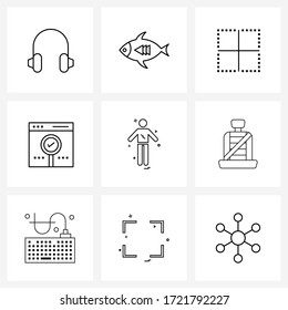 Stock Vector Icon Set of 9 Line Symbols for jump; games; cell; sports; check Vector Illustration