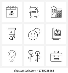 Juego de iconos vectoriales de 9 símbolos de línea para laboratorio; médico; archivos; tubo; Ilustración de vectores en casa