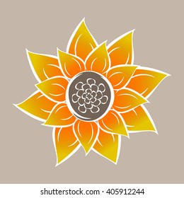 Stock vector icon. Sunflower flat icon. Yellow Spring flower