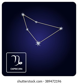 Stock vector icons with Capricorn zodiac sign and constellation of Capricorn for your design