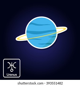 Stock vector icons with Uranus and astrology symbol of planet for your design