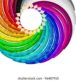 Stock Vector Illustration: Abstract art background with line of color pencil as rainbow vector illustration