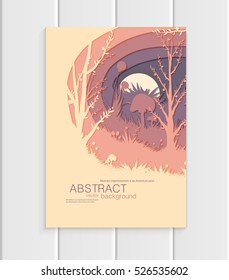 Stock vector illustration of abstract nature design element trees, forest, unusual landscape, decor on light background for printed materials, web sites, greeting cards, covers, wallpaper