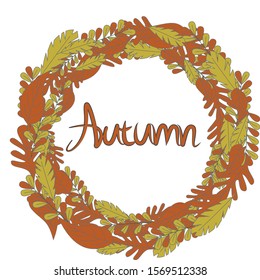 Stock vector illustration Autumn falling leaves. Autumnal foliage fall and poplar leaf. Leaf wreath. Autumn design. Vector