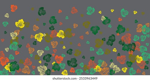 Stock vector illustration autumn falling leaves on transparent checkered background.  Autumn maple and oak leaves.