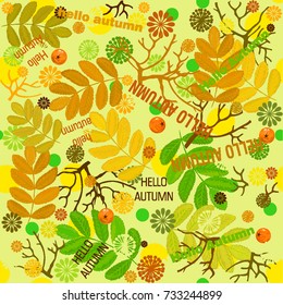 Stock vector illustration Autumn falling leaves. Rowan. Autumn design. Templates for place cards, banners, flyers, presentations, reports.
