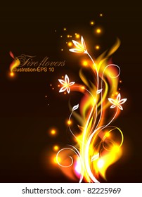 Stock Vector Illustration: Vector background, beautiful flowers as fire. eps 10