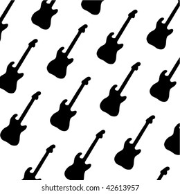 Stock vector illustration background with black guitar silhouettes