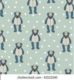 Stock vector illustration background with blue teddy bears