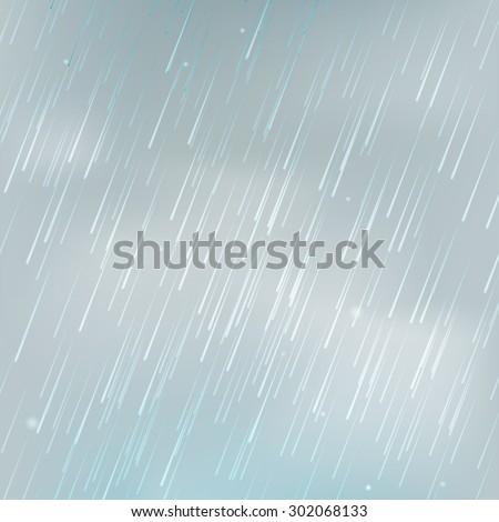 Stock vector illustration background with rain. Shower weather. Monsoon. Isolated on a realistic background. Eps 10