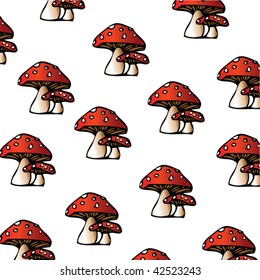 Stock vector illustration background with red mushrooms