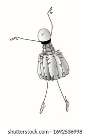 Stock vector illustration. Badminton shuttlecock dancing like a ballerina