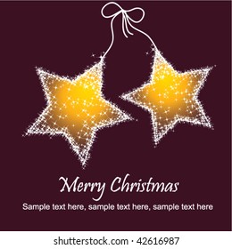 Stock vector illustration beautiful Christmas card with sparkling yellow stars