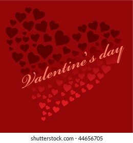Stock vector illustration beautiful red Valentines card with heart made of little hearts