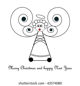 Stock vector illustration beautiful simple angel card for xmas