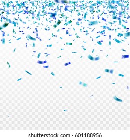 Stock Vector Illustration Blue Confetti Isolated On A Transparent Background. EPS 10