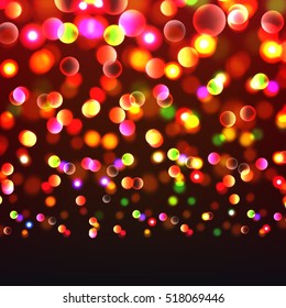 Stock vector illustration bokeh photo effect. Christmas light. Blurred New Year background. Many lights. Boke, bokeh, Christmas lights.  EPS 10