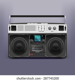 Stock vector illustration boombox. Tape recorder. Record player. Retro, Rastafarian, reggae. EPS 10