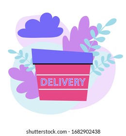Stock vector illustration with a box delivery on a white background. Coronovirus concept. Epidemic disease concept