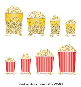 Stock Vector Illustration:   illustration of bucket full of popcorn on white background