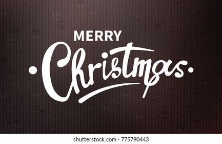 Stock vector illustration calligraphic text Merry Christmas lettering design card template sweater background. Calligraphy font style banner, creative text typography holiday greeting gift poster.