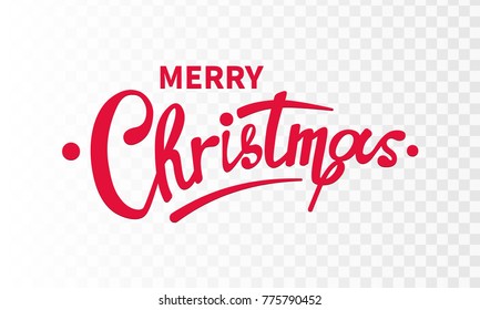 Stock Vector Illustration Calligraphic Text Merry Christmas Lettering Design Card Template Red Background. Calligraphy Font Style Banner, Text Typography Holiday Greeting Gift Poster. Transparent