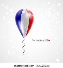 Stock vector illustration celebration and gifts. Ribbon in the colors are twisted under the balloon. Independence. Balloons on the feast of the national day. Flag of France