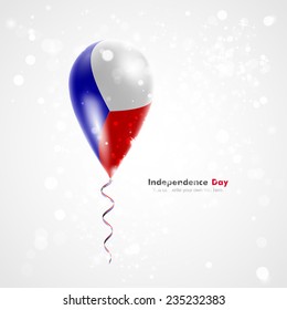 Stock vector illustration celebration and gifts. Ribbon in the colors are twisted under the balloon. Independence. Balloons on the feast of the national day. Flag of the Czech Republic