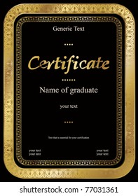Stock Vector Illustration: Certificate - gold
