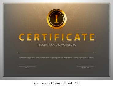 Stock vector illustration certificate template with luxury and modern pattern, diploma. Premium horizontal certificate. Graduation, award, success. EPS10