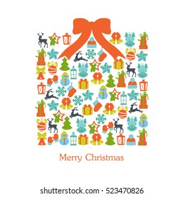 Stock vector illustration of christmas giftbox set