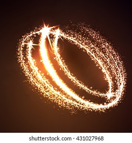 Stock Vector Illustration. circle light effect.Vector star dust circle. Magic glittering illustration. Bright sparks and stars on dark background
