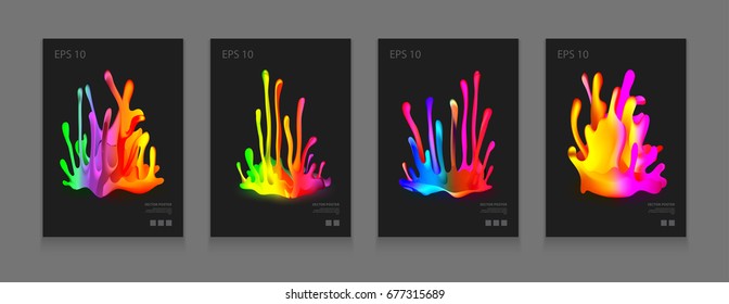 Stock vector illustration color splash, spray, drop paint. Fluid shapes composition. Futuristic design posters. Templates for placards, banners, flyers, presentations and reports. EPS10