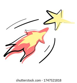 Stock vector illustration of colorful comet in cartoon style. Comet icon vector isolated on white background for your web and mobile app design. Comet logo concept.