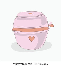 Stock Vector  illustration - Cute care cosmetics, lips balsam. Cosmetic vial, flask, in pastel colors on isolate milky grey background