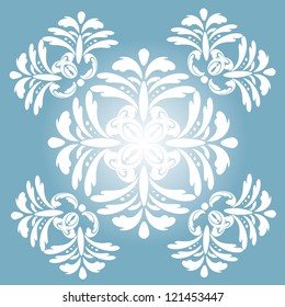 Stock Vector Illustration: Vector damask seamless pattern element. Vector floral pattern.  Perfect for invitations and ornate backgrounds. Pattern is included as seamless swatch.