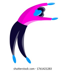 Stock vector illustration of dancing men character in flat cartoon style on white isolated background. Graceful and elegant man in a dynamic ballet pose. Happy and positive lifestyle.