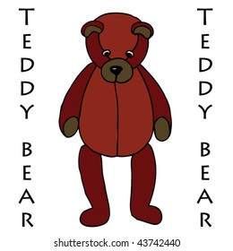 Stock vector illustration dark red sweet teddy bear